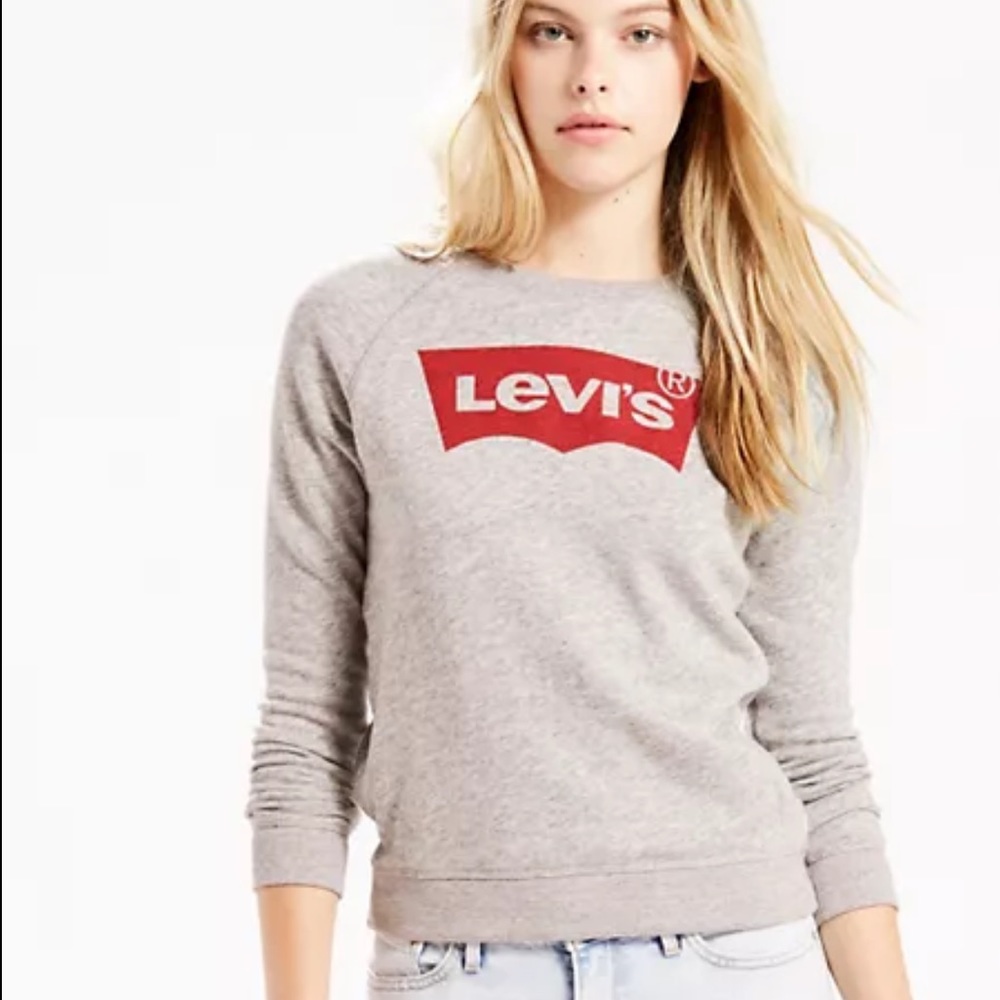 Levi's Gray and Red Crew Neck Sweater